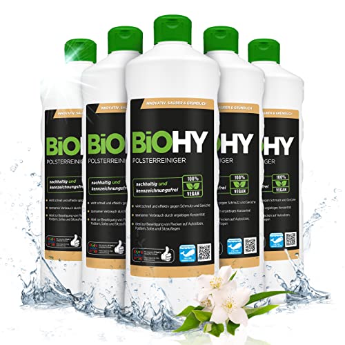 BIOHY Spezial Polsterreiniger 6 x 1 Liter Flaschen | Ideal für Autositze, Sofas, Matratzen etc. | Ebenfalls für Waschsauger geeignet