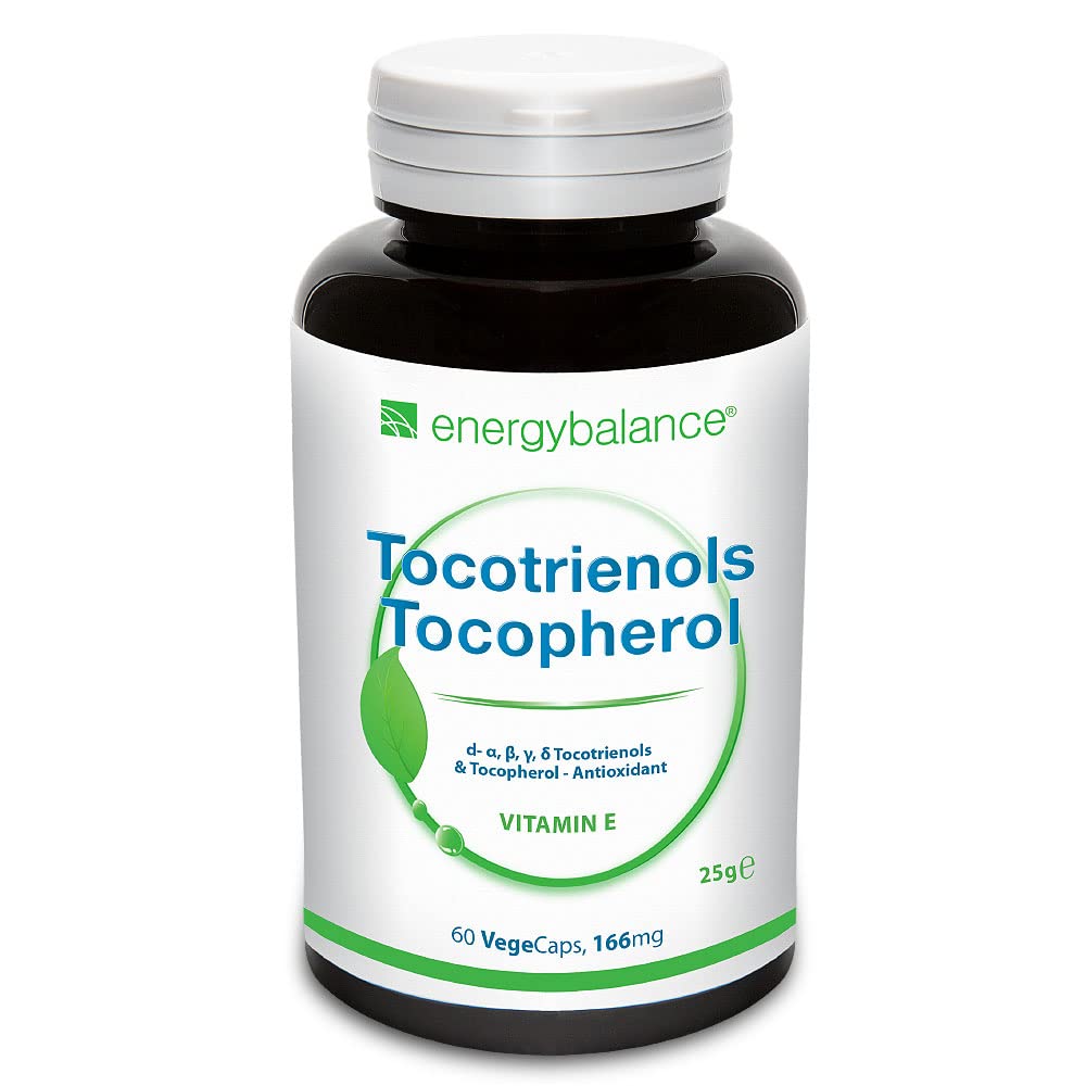 EnergyBalance Tocotrienol alpha-gamma - 4 Tocopherole in 1 Kapseln mit Antioxidantien - Natürlicher Vitamin E Komplex - Vegan, ohne Zusätze - 60 VegeCaps à 54,1mg