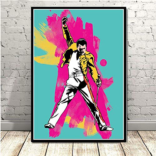 LCSLDW Leinwanddruck Freddie Mercury Rhapsody Queen Poster Und Drucke Wandbilder Wohnzimmer Leinwand Gemälde Dekorative Wohnkultur, 50X70Cm No Frame