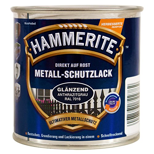 1L Hammerite Metallschutz Lack anthrazitgrau RAL 7016 glänzend