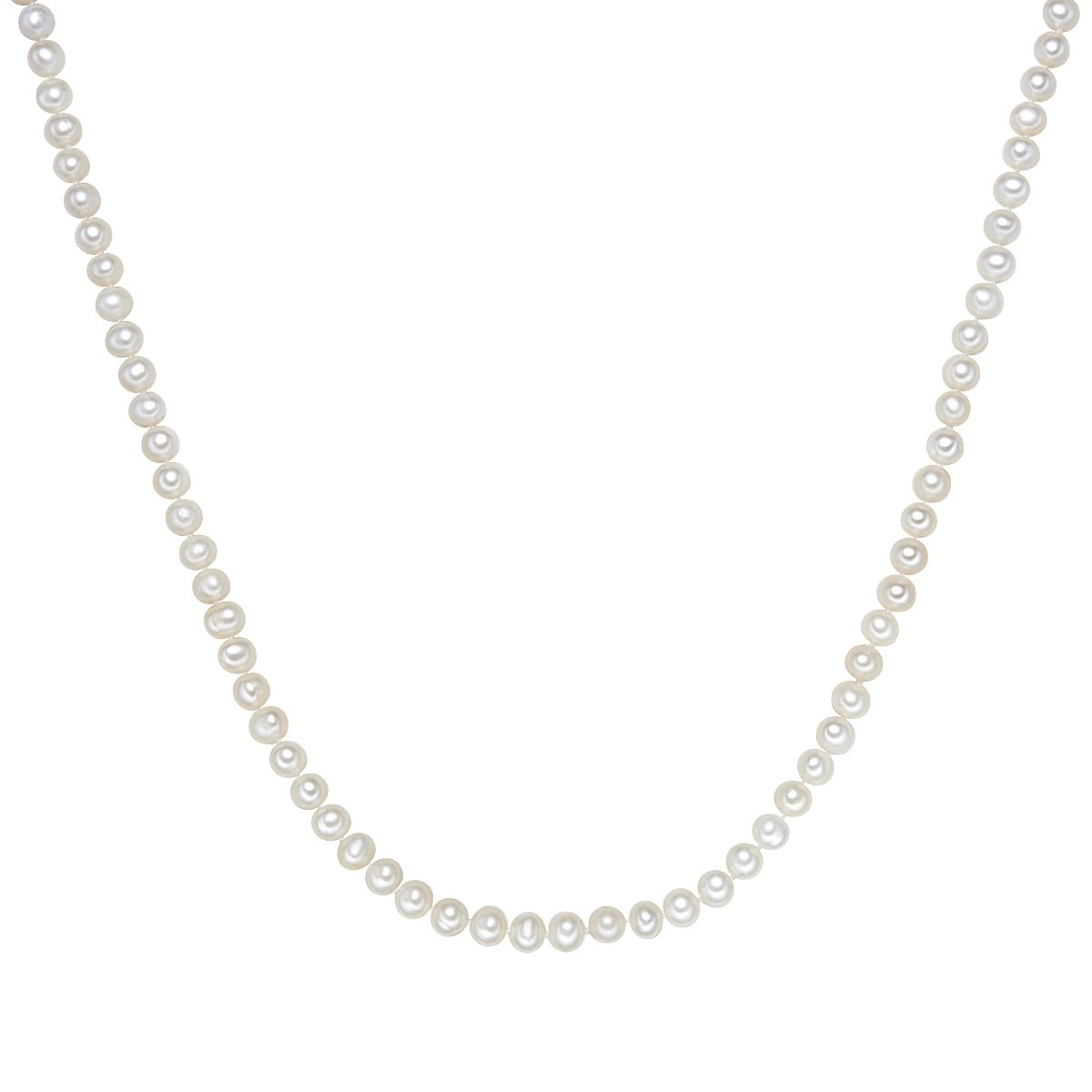 Valero Pearls Damen-Kette Hochwertige Süßwasser-Zuchtperlen in ca. 6 mm Oval weiß 90 cm - Perlenkette Halskette mit echten Perlen 340200