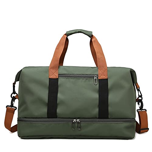 SSWERWEQ Handtasche Sport Bag with Shoe Organizer Bag Dry and Wet Separation Travel Bag Handbag Weekend Bag Overnight Bag Yoga Fitness Bag (Color : Green)