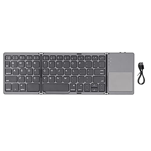 Heayzoki Bluetooth-Tastatur, Tragbare, Faltbare Dual-Mode-Bluetooth-3.0-Tastatur, Wiederaufladbares Griffbrett mit TouchPad USB-Kabel, mit Touchpad, Einfach zu Bedienen.(schwarz)