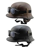 Motorrad Schutzhaube Kappe, Army Chopper, Moped, Mofa Helm, Leder Optik Braun, Gr.L Wehrmacht