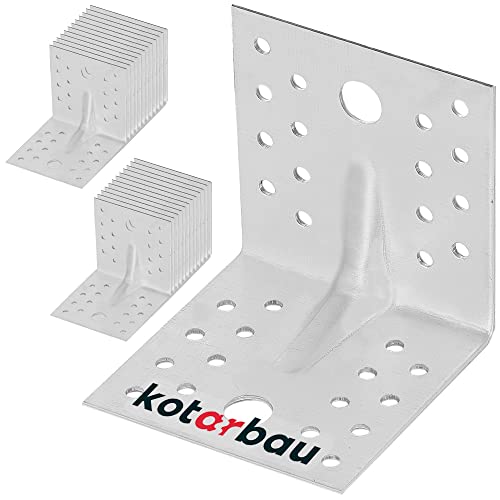 KOTARBAU® Winkelverbinder 25 Stk. 80x80x80mm Bauwinkel mit Sicke Silber