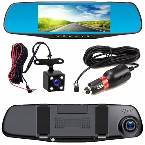 Retoo Full HD Auto Spiegel Dashcam mit Rückfahrkamera mit Nachtsicht,Rear Right Lower, Loop-Aufnahme und 4,3 Zoll Display, 170° Vorne / 120° Hinten, 1080P Dual Autokamera, Parkmonitor