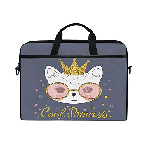 HaJie Laptoptasche Krone Stern Katze Zitat Computer Tasche 14-14,5 in Schutztasche Reise Aktentasche mit Schultergurt für Männer Frauen Jungen Mädchen