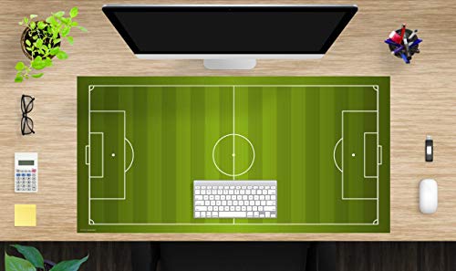 Schreibtischunterlage XXL mit integriertem Mousepad – “Fußballfeld“ – aus strapazierfähigem Vinyl (Kunststoff) – 100 x 50 – Rutschfeste Schreibunterlage für besten Schutz – Made in Germany