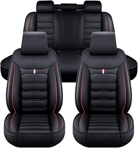 Autositzbezüge Vordersitze Auto Sitzschoner, für Hyundai Tucson 2020 2021 2022 2023 Autositzbezüge Set Leder Schonbezüge Auto Komplettset Sitzbezüg,D-Black Red