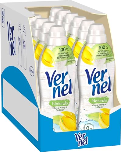 VERNEL Naturals veganer Weichspüler Ylang Ylang & Süßgras 12x 37 WL (444 Waschladungen), Wäscheduft mit 99% Inhaltsstoffen natürlichen Ursprungs, ohne Mikroplastik, recycelbar