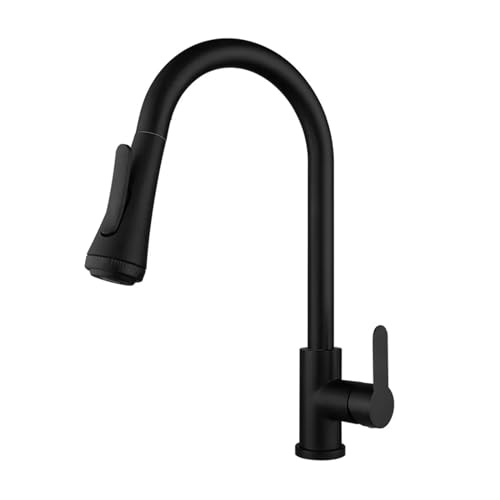 Ausziehbarer Mixer-Sprühkopf, 360 Grad drehbar, Küchenarmatur aus Edelstahl 304 (Color : Black)