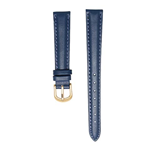 Leder-Armband-14/16/18 / 20mm Soft-Uhrenarmband Einfache Uhrenarmband Damen Lederband, Dunkelblau Gold-Bk, 18mm