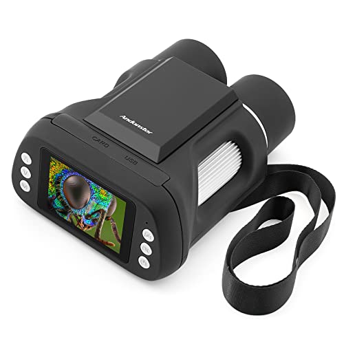Andonstar AD122 Mikroskop für Kinder mit Teleskop, Doppelobjektiv, 2 Zoll Display für 3 bis 12 Jahre, tragbares USB-Mikroskop und Fernglas für Kinder, unterstützt Windows Mac PC