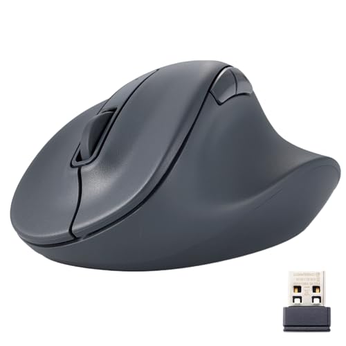 ELECOM Wireless Ergonomic Shape Mouse, 2.4GHz with Mini USB Receiver, Silent Click, Right Hand 2000DPI, 5 Buttons, Optocal Sensor, Compatible with PC, Mac, Laptop, EX-G, Ssize Black (M-XGS30DBSKBK)