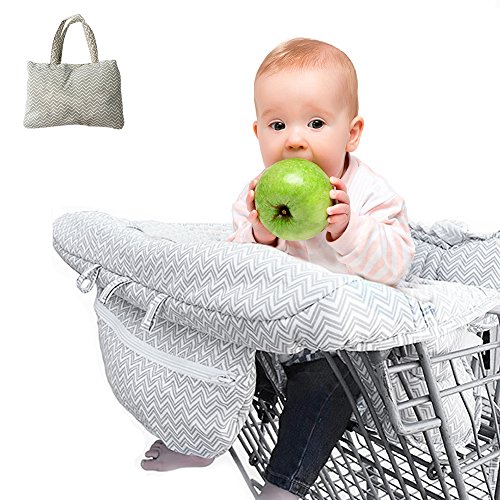 2-in-1-Abdeckung für Einkaufswagen und Hochstuhl-Abdeckung für Baby, faltbar als Tasche/Yinuoday Universal-Bezug für Einkaufswagen, Kissenmatte mit Handyhalter und Aufbewahrungstasche