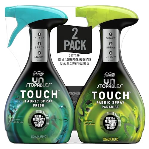 Febreze Unstopables Touch Textilspray und Geruchsbeseitiger, Fresh & Paradise, 500 ml, 2 Stück