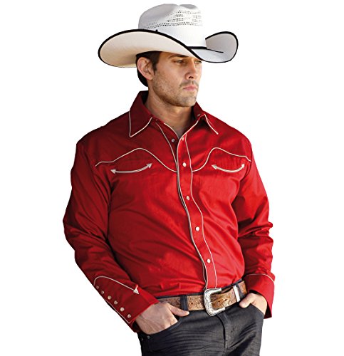 STARS & STRIPES Herren Westernhemd Jack Red & Jack Black - Herren Westernmode Westernbekleidung (Rot, XL)
