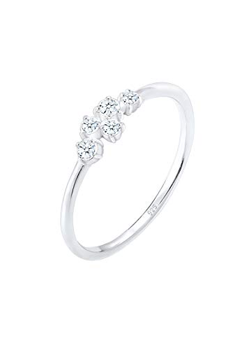 Diamore Ring Damen Verlobung mit Diamant (0.12 ct) Pavé in 925 Sterling Silber