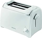 Krups Toaster Pro Aroma, Kurzschlitz-Toaster, 2 Schlitze, 6 Bräunungsstufen, Vorrichtung zum Anheben und zum Erwärmen von Brötchen, KH151110