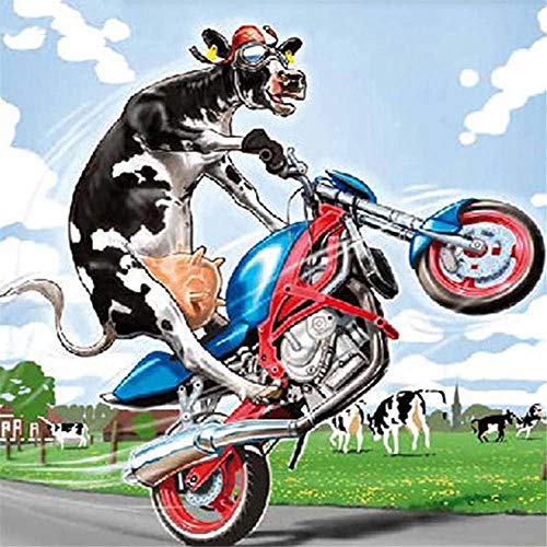 Puzzles für Erwachsene Puzzle 2000 Teile Kuh auf einem Motorrad für Erwachsene Jugendliche 70X100cm（27.55 * 39.37inch）