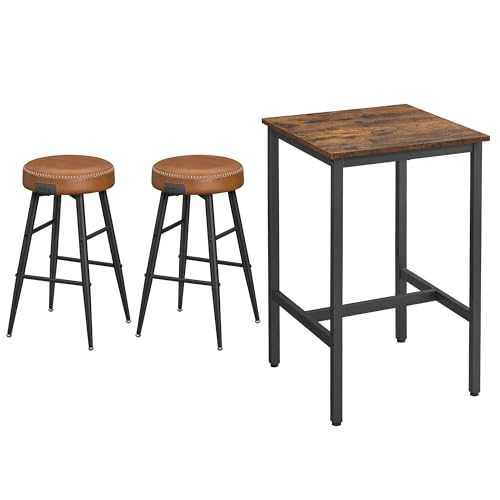 VASAGLE Bartisch mit Barhocker-Set, Esstisch mit 2 Stühlen, für Esszimmer, Küche, Industrie-Design, LBT034K01