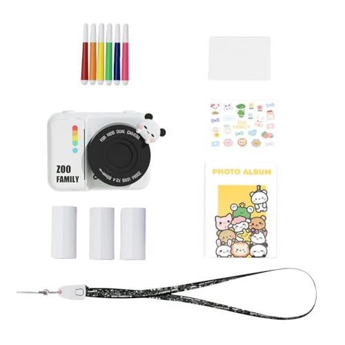 JUFUM Kinder-Sofortdruckkamera, 7,6 cm (3 Zoll) Bildschirm, WLAN, HD-Digitalkamera mit 48 MP Dual-Objektiv, Thermo-Fotopapier (weiß), langlebig, einfache Installation