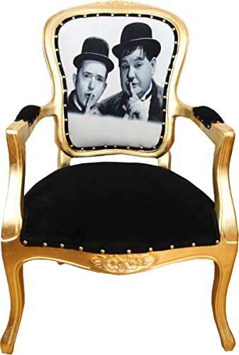 Casa Padrino Barock Luxus Barock Salon Stuhl Laurel & Hardy/Gold