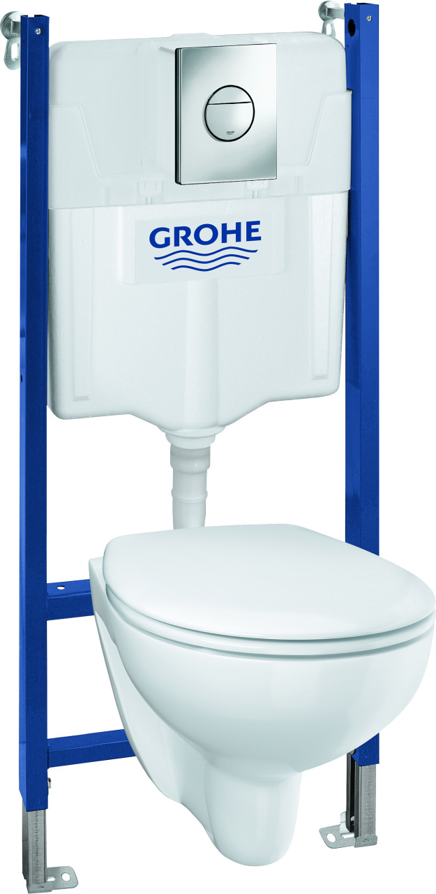 Grohe Wand-WC Komplettset Solido Compact chrom / alpinweiß, 5in1 Set