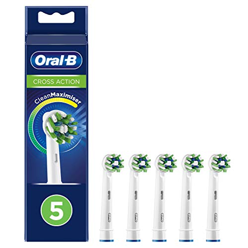 Oral-B CrossAction Aufsteckbürsten für elektrische Zahnbürste, 5 Stück, ganzheitliche Mundreinigung mit CleanMaximiser-Borsten