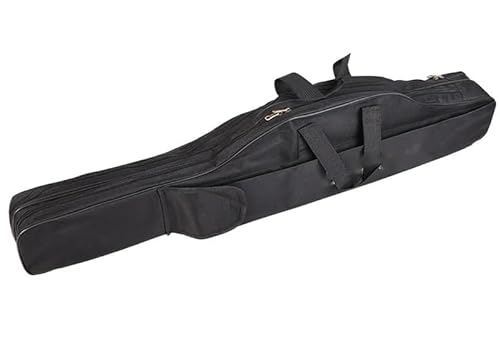Tragbare Angelrute Tasche Angelrute Werkzeuge Lagerung Tasche 2-Schichten Große Kapazität Klapp Angelgerät Tasche 100/130/150 cm (Color : B 1.3m Black)