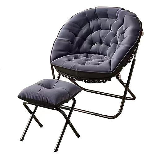 Ftchoice Bequeme Sessel mit Fußhocker, zusammenklappbarer Untertasse, Sofa-Stuhl mit Fußhocker, 150 kg Tragkraft, übergroßer moderner Lazy Stuhl für Schlafzimmer, Wohnzimmer, dunkelgrau