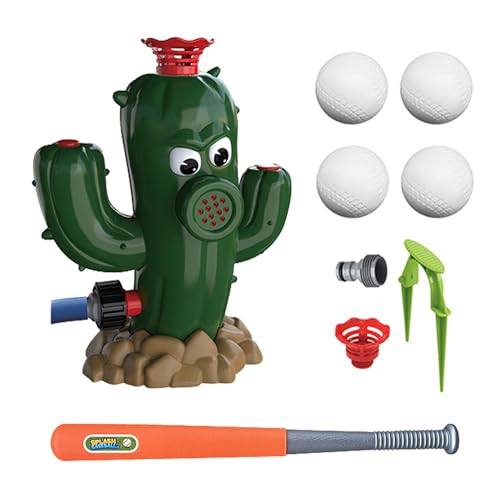 2 in 1 Water Sprinkler Toy, Wassersprinkler Spielzeug, Sprinklerspielzeug mit Baseball Trainer für Sommer Garten, Sprinkler Outdoor Spiele mit Interaktives Baseball Spielzeug