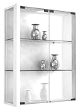 VCM Wandvitrine Hängevitrine Glasvitrine Wand Schaukasten Vitrine Glas Udina Weiß