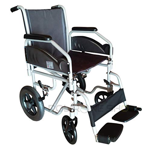 polironeshop Satis Kinderwagen faltbar Transit Rollstuhl mit selbst antreibbar für Behinderte Behinderte Behinderte und Ältere leicht Transportieren und Verstauen postoperativen Orthopädisch Schwarz