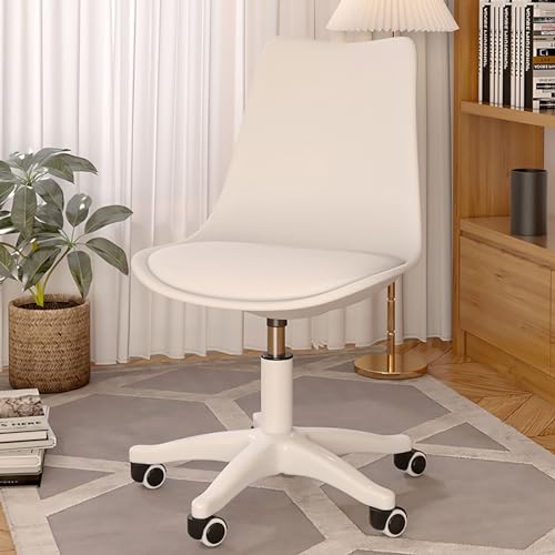 Schminktisch Stuhl, Bürostuhl Ergonomisch Schminkhocker Drehstuhl Schreibtischstuhl Höhenverstellbar, Für Arbeitszimmer/Büro Schlafzimmer/Arbeitszimmer ( Color : White backrest , Size : White cushions