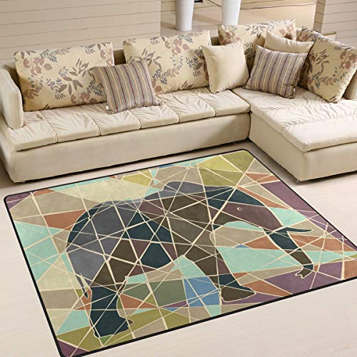 Use7 Teppich, afrikanischer Elefant, abstrakt, für Wohnzimmer, Schlafzimmer, Textil, Mehrfarbig, 160cm x 122cm(5.3 x 4 feet)