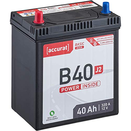 Accurat 12V 40Ah Asia Auto-Batterie Starter wartungsfreier Blei-Säure-Akku Basic-Serie B40 J2 (Pluspol links)