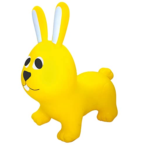 GERARDO'S Toys Hüpftier Hase. Hüpftiere ab 1 Jahr und ab 2 Jahre. Aufblasbare Tiere Spielzeug Draussen oder Drinnen für Kleinkinder ab 12 Monaten. Farbe Gelb.