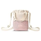 Amazinggirl Beuteltasche Damen Rucksackhandtasche 2 in 1 - Rucksack Beutel Tasche Handtasche Rucksacktasche Taschenrucksack Handtaschenrucksack Beige - Puderrosa