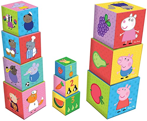 Stapelturm Stapelwürfel Baby Spielzeug 10-TLG. Peppa Pig mit Zahlen Lernspielzeug