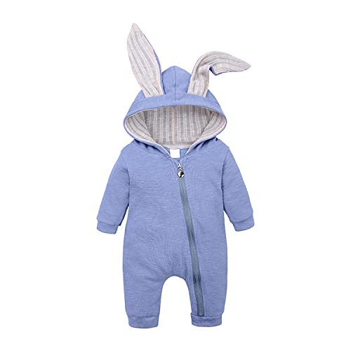 Kleinkind Baby Unisex Cute Bunny Ear Langarm Reißverschluss Strampler Pyjama One Piece Herbst Winter Playwear