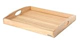 Continenta Tablett aus Gummibaumholz, Frühstückstablett, Holz-Serviertablett, Servierbrett, rechteckig, Größe: 50 x 39 x 5 cm
