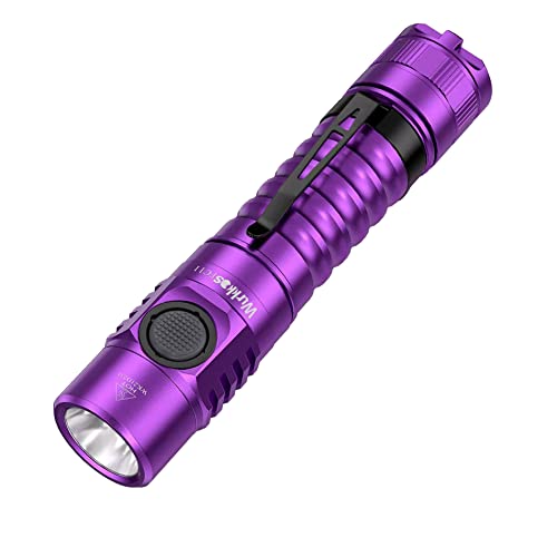 Wurkkos Mini FC11 Lila LED-Taschenlampe, 1300 Lumen Taschenlampe USB C wiederaufladbar mit 90 CRI, stufenlose Helligkeitseinstellung, Magnet am Lampensockel, Memory-Funktion, (4000 K)
