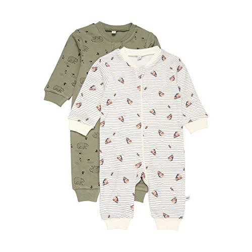 PIPPI Unisex Baby Nightsuit-Zipper (2-Pack) Pajama Set, Deep Lichen Green, 50