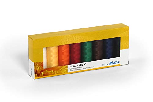 METTLER Poly Sheen 8-teiliges Nähgarn Set - Universalfaden zum Nähen und Sticken aus hochwertigem Premium 100% Polyester - 200 Meter pro Rolle.