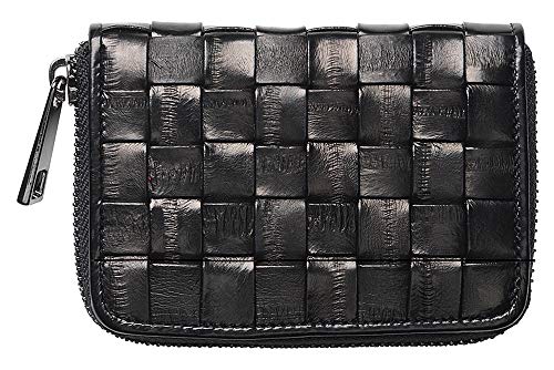Becksöndergaard Damen Geldbörse Braidy Purse Black Portemonnaie aus 100% Leder Schwarz Geflochten mit Reißverschluss - 100040-010