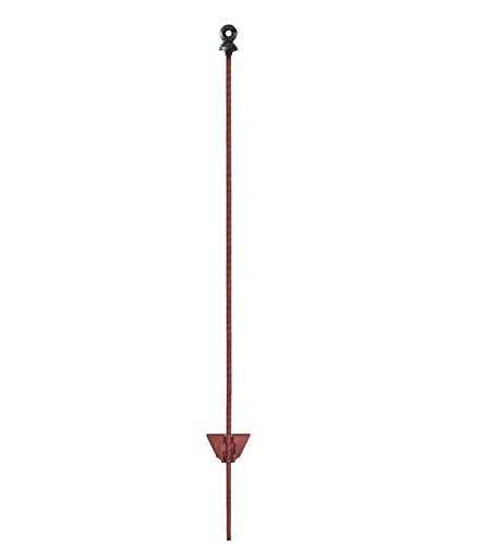 Eider Federstahlpfähle/Metallpfähle, Ausführung wählbar - hochwertige Pfähle für den Weidezaun/Elektrozaun - Made in Germany (105 cm | Rot | Schwarzer Ringisolator)