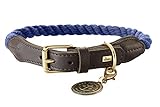 HUNTER LIST Hundehalsband, Tau, Leder, maritim, strapazierfähig, wetterfest, geschmeidig, 70 (XL), dunkelblau