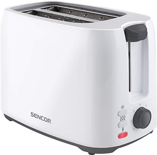 Sencor 41008393 STS 2606WH Elektrischer Toaster für Zwei Scheiben Toastbrot, 7 Stufen für Einstellung der Röstintensität, Weiss, 750W