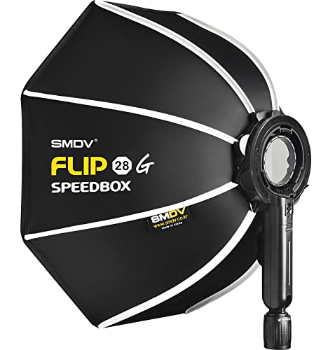 Impulsfoto SMDV Softbox Speedbox-Flip 28-70 cm Ø | 590 x 130 mm | Einsatzbereit in 1 Sek. | Mit Adapter für Profoto A1